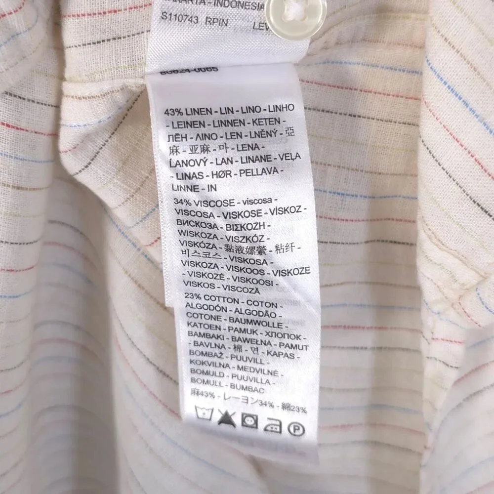 LEVIS New Men’s Shirt Standard XXL Sunset‎ Striped LINEN Blend Ivory 86624-0065